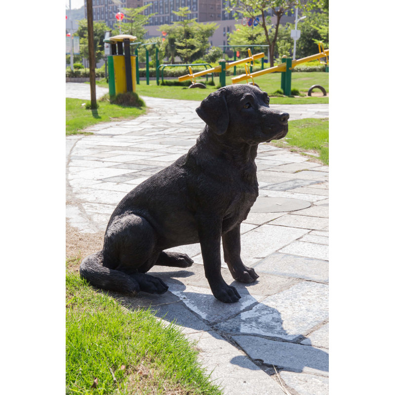Statue Noble Labrador assis, Noir