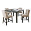 Ensemble de table à hauteur de comptoir 5 pièces Bega, 4 chaises capitonnées en bois noir-118445310