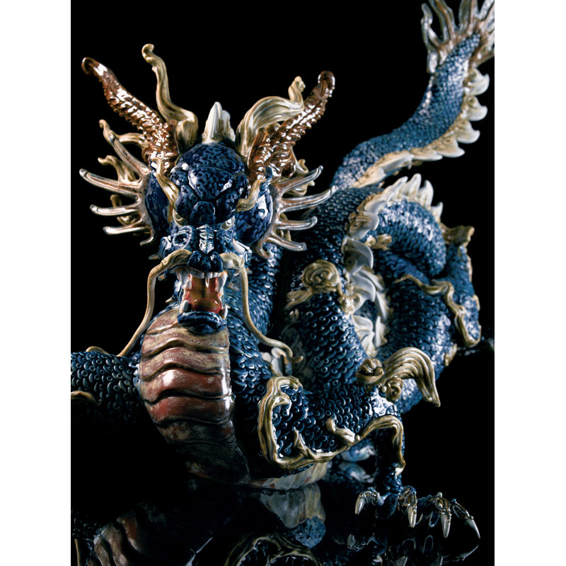 Great Dragon Sculpture, Blue Enamel