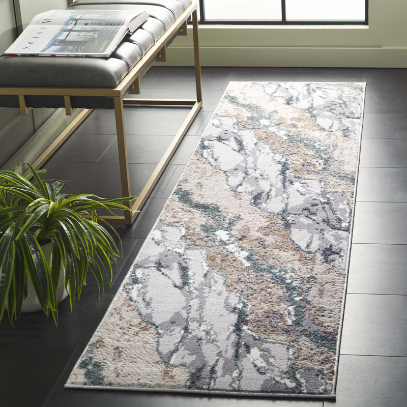 Tapis abstrait Joonyoung 100 Performance, Tapis de couloir 2 pi x 8 pi