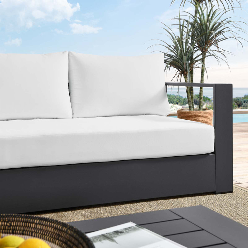 Tahoe Gray White Powder-Coated Aluminum Outdoor Sofa