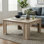 Table basse de style campagnard, table basse carrée rustique avec finition grain de bois et pieds carrés décoratifs, table de salon moderne