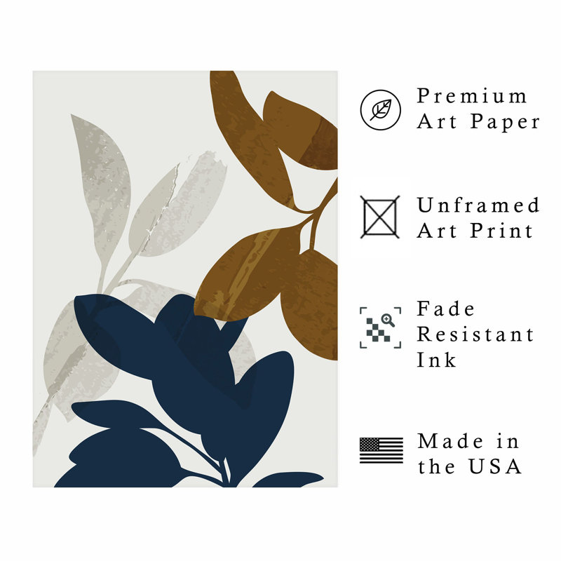 «Botanical Foliage chiffres III», reproduction d'art sans cadre, H 10 po x l 8 po