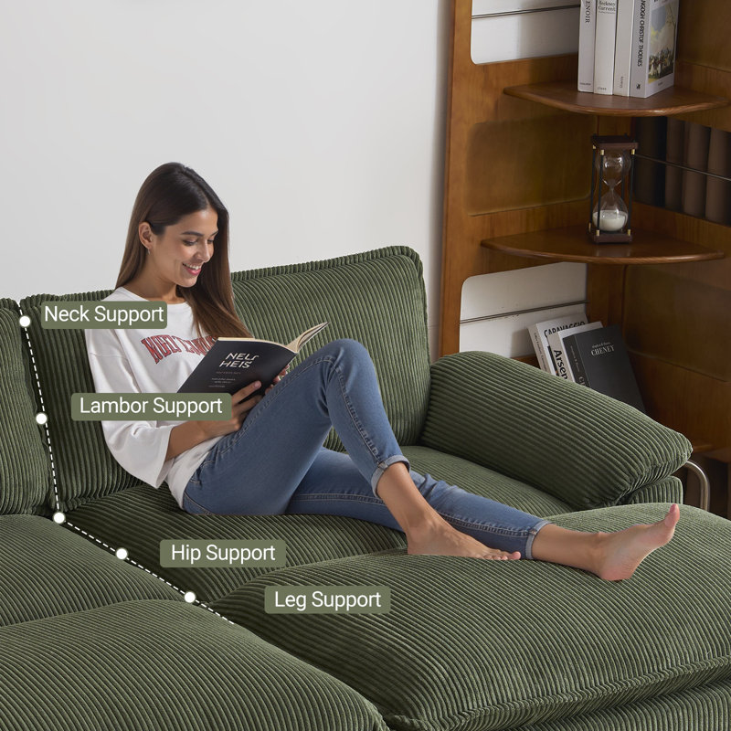 90'' W Corduroy Modular Cloud Couch Sleeper Sofa