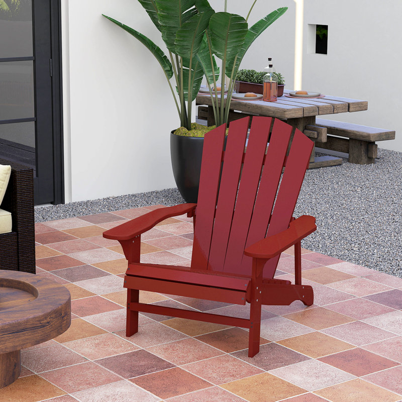 Chaise Adirondack en bois pour jardin extérieur, Rouge
