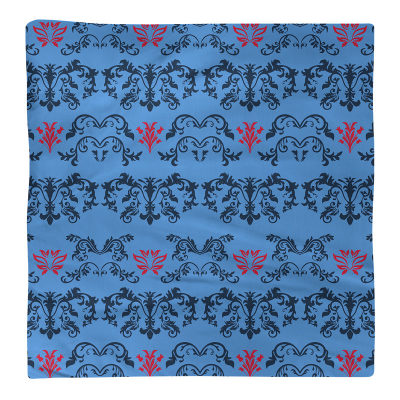 Damask Square Napkin, Navy/Blue/Red, Cotton, 10" W x 10" L