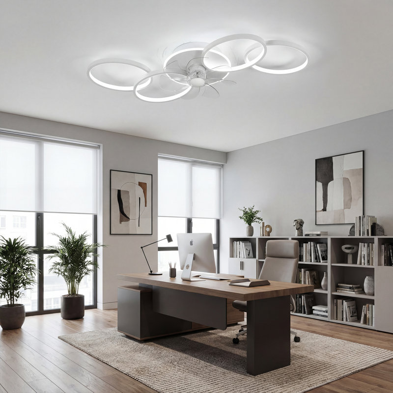 24.41'' Geometric Multi-Ring Ceiling Fan With Light