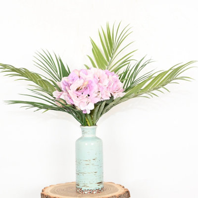 24" Artificial Hydrangea Floral Arrangement For Vase Filler, Farmhouse Long Stem Greenery Leaves Faux Flower For Dining Table Centerpieces Wedding Party Bouquet Home Decor Indoor