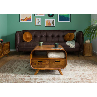 Solid Wood Four Leg Coffee Table with Storage