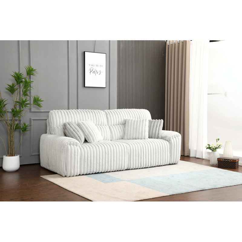 Jaya Mondo Grey Corduroy Power Motion Sofa W/Sleeper & Usb Port
