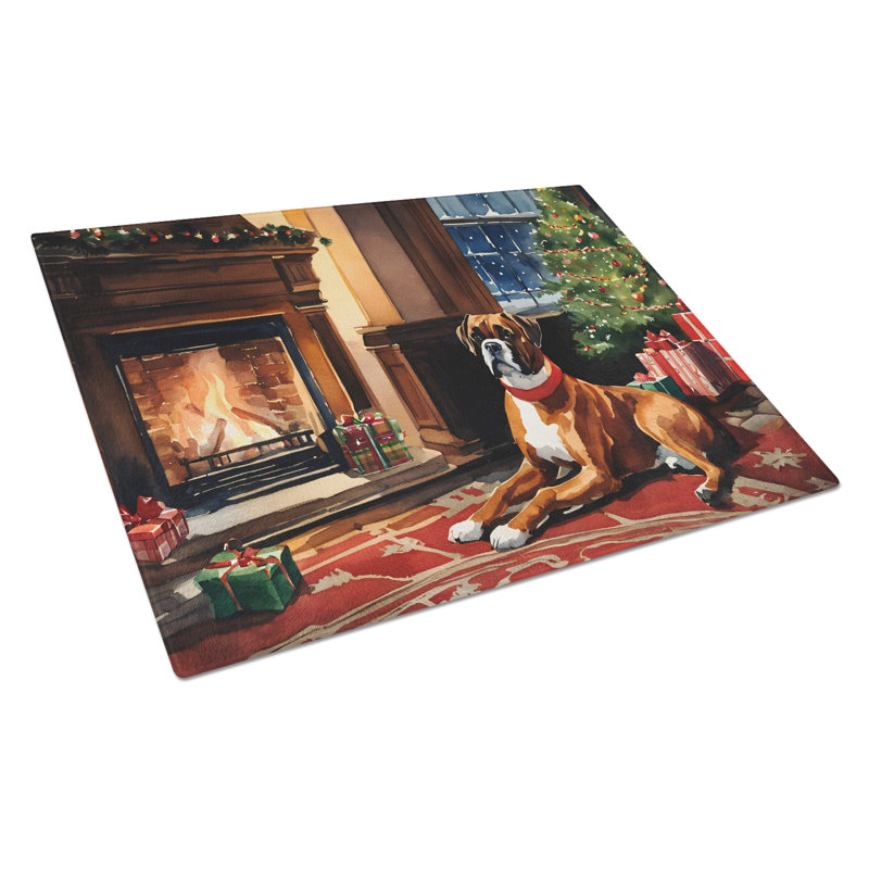 Grande planche à découper en verre Boxer Cozy Christmas