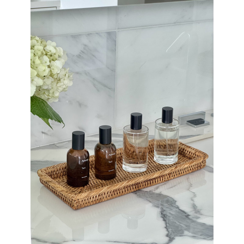 Plateau de comptoir pour salle de bain, parfum et vanité La Jolla, Naturel