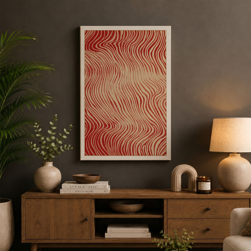 Wave Harmony Geometric - Wrapped Canvas, 24x16 - 61.0 x 40.6 cm, Sage Border