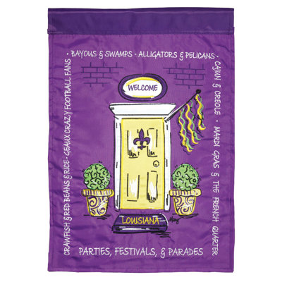 Drapeau de jardin à deux côtés en polyester 18 x 13 po Louisiana