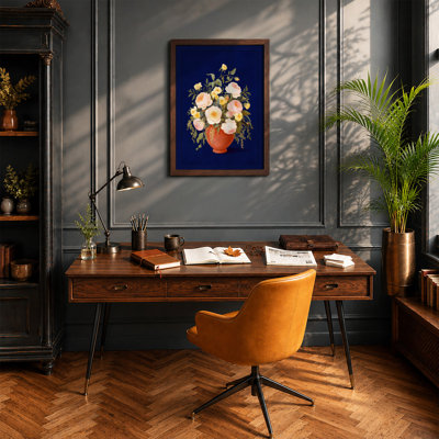Cheerful Terracotta Blooms Botanical - Framed Print