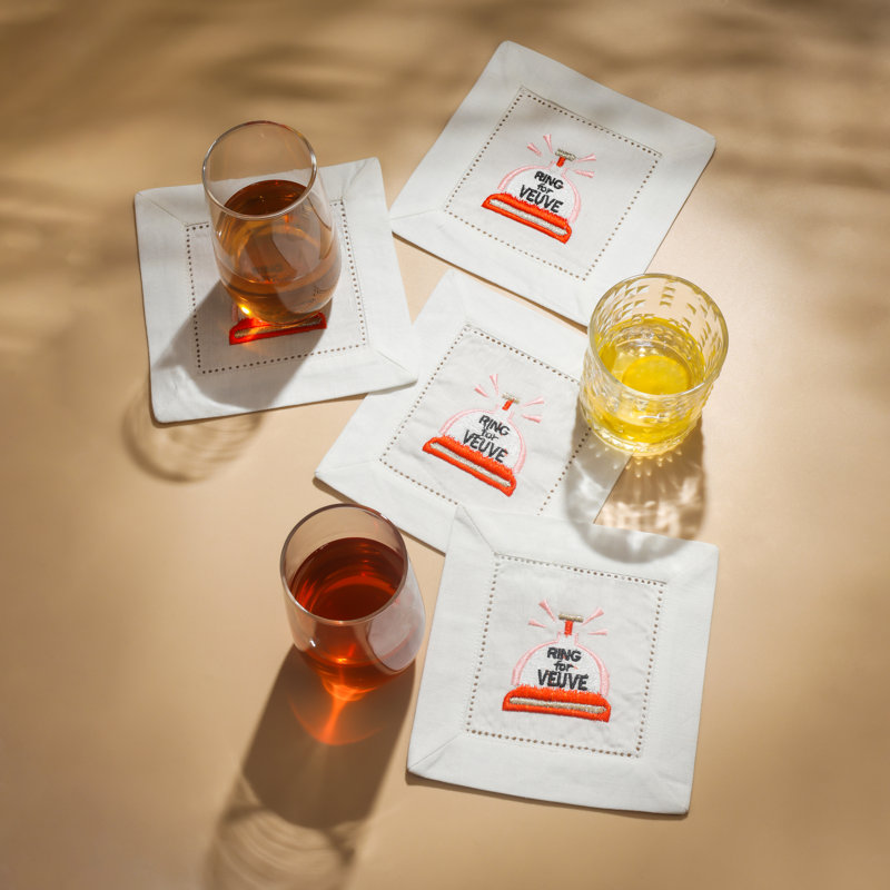 Serviettes de cocktail brodées Veuve Vibes