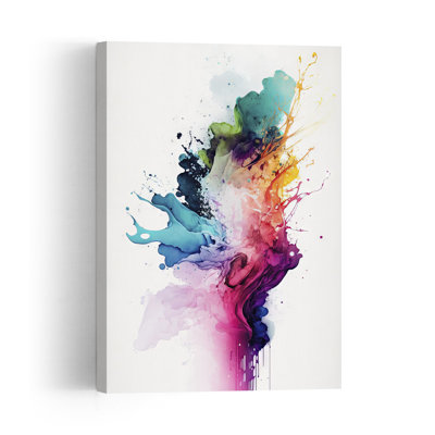 Vibrant Ink Burst Abstract Contemporary Modern Violet Wall Art Print 1 Piece Wrapped Canvas Wall Art