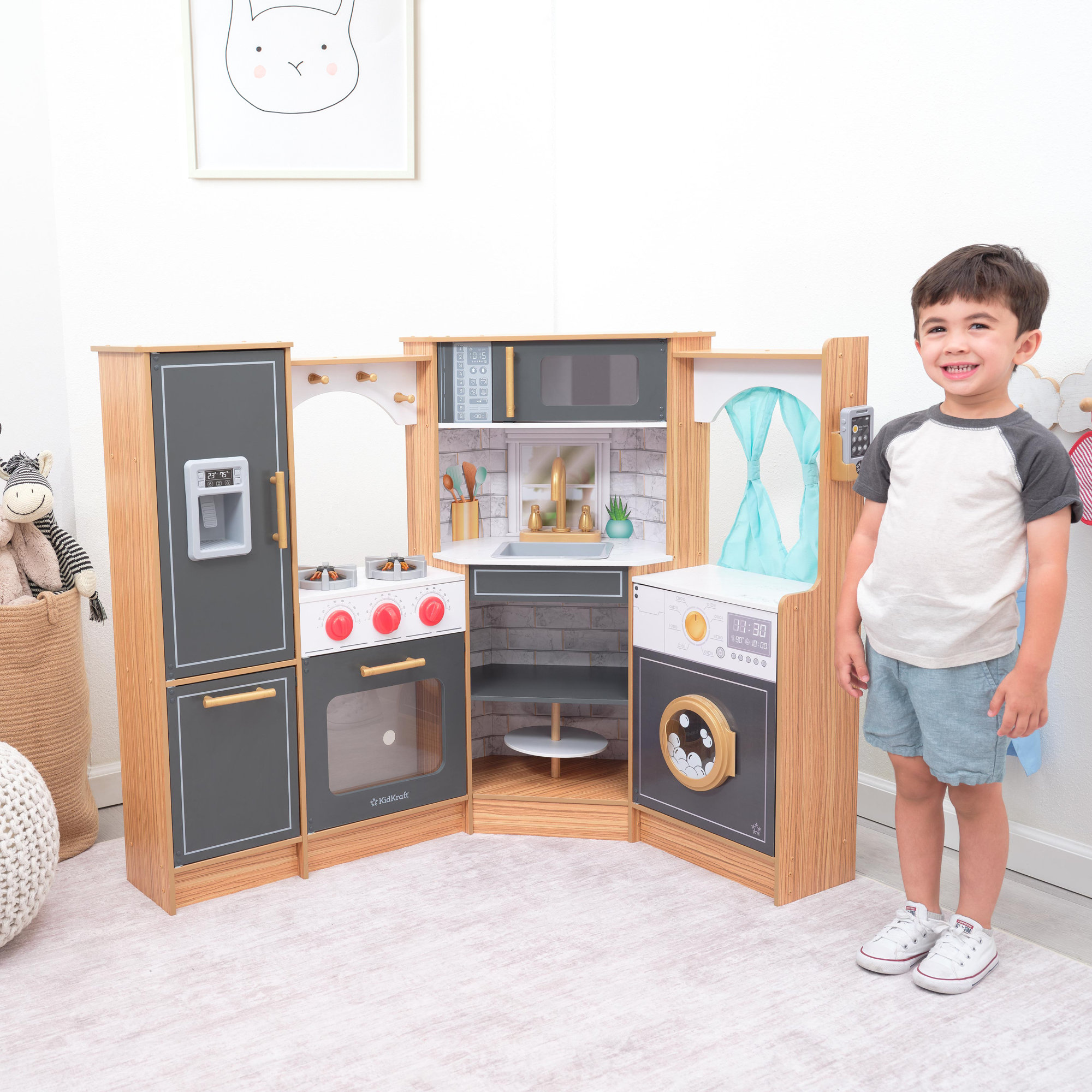 Ultimate Corner Play Kitchen with Lights & Sounds, Natural