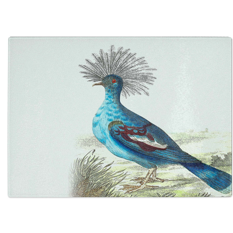 Tempered Glass Crowned Pigeon Chopping Board, 39 cm W x 28.5 cm L