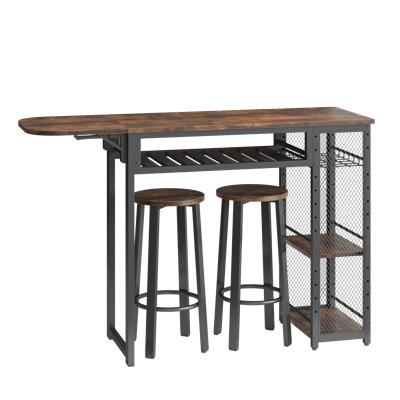 139cm Scalable Kitchen Island Set with 2 chairs & 4-tier storage