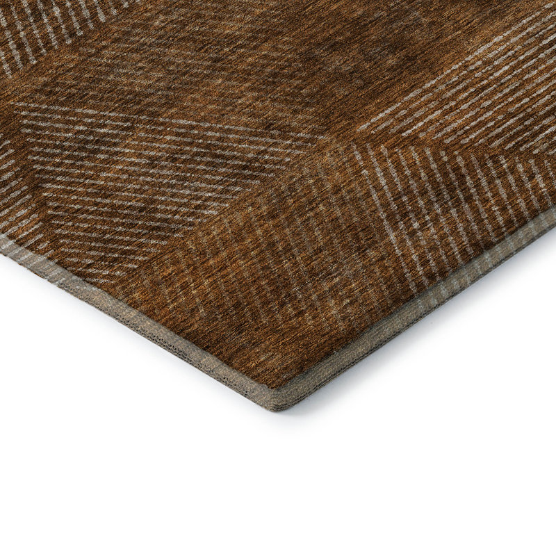 Tapis terre cuite lavable à la machine Premium Prisco, Rectangle 10 pi x 14 pi