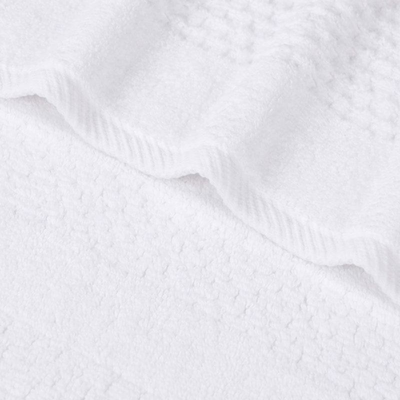Playa Zero Twist Cotton Medium Weight Solid Waffle Textured Towel Set, White, 9 Piece Towel Set