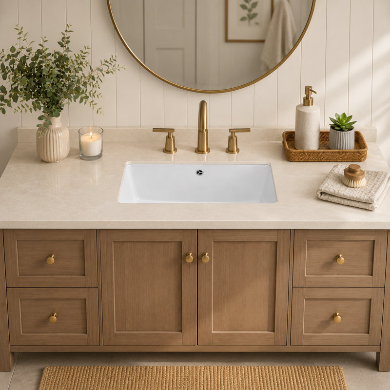 Lavabo de salle de bain encastrable 18 po x 12 po avec trop-plein, lavabo rectangulaire en céramique pour meuble-lavabo, lavabo à glacis ultrabrillant