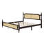 Lit en bois de pin - tête de lit en rotin, pied de lit en rotin et plateforme de lit central amélioré-794408034-794408032