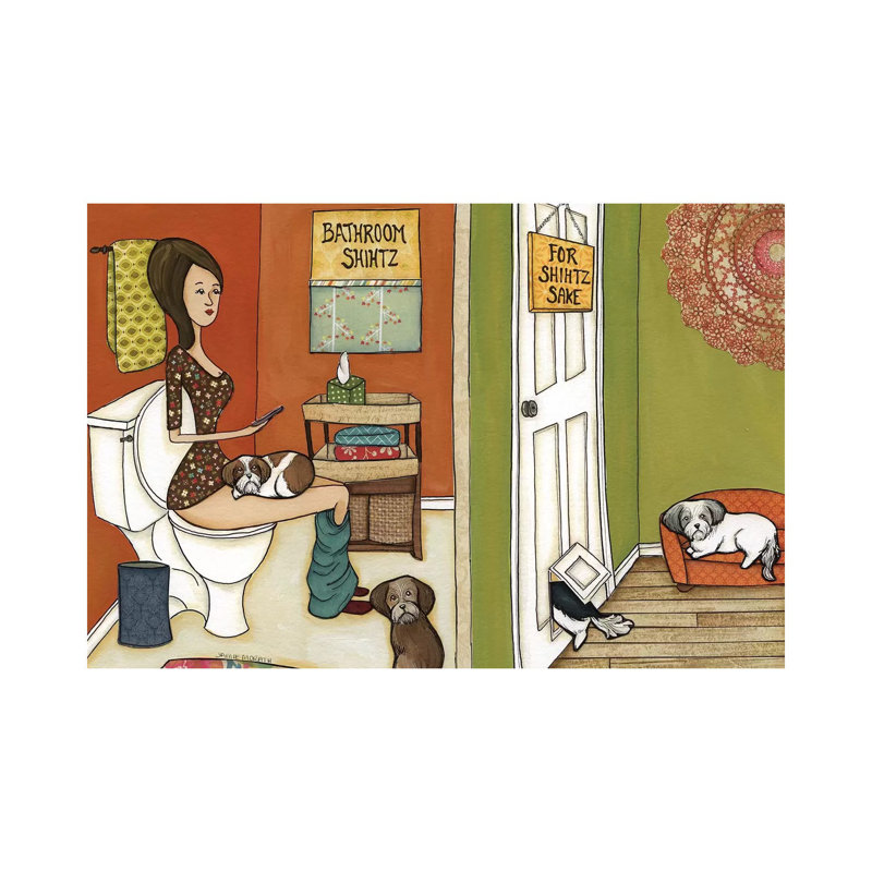 Bathroom Shihtz by Jamie Morath - Wrapped Canvas Print, 66.04 cm H x 45.72 cm W x 3.175 cm D
