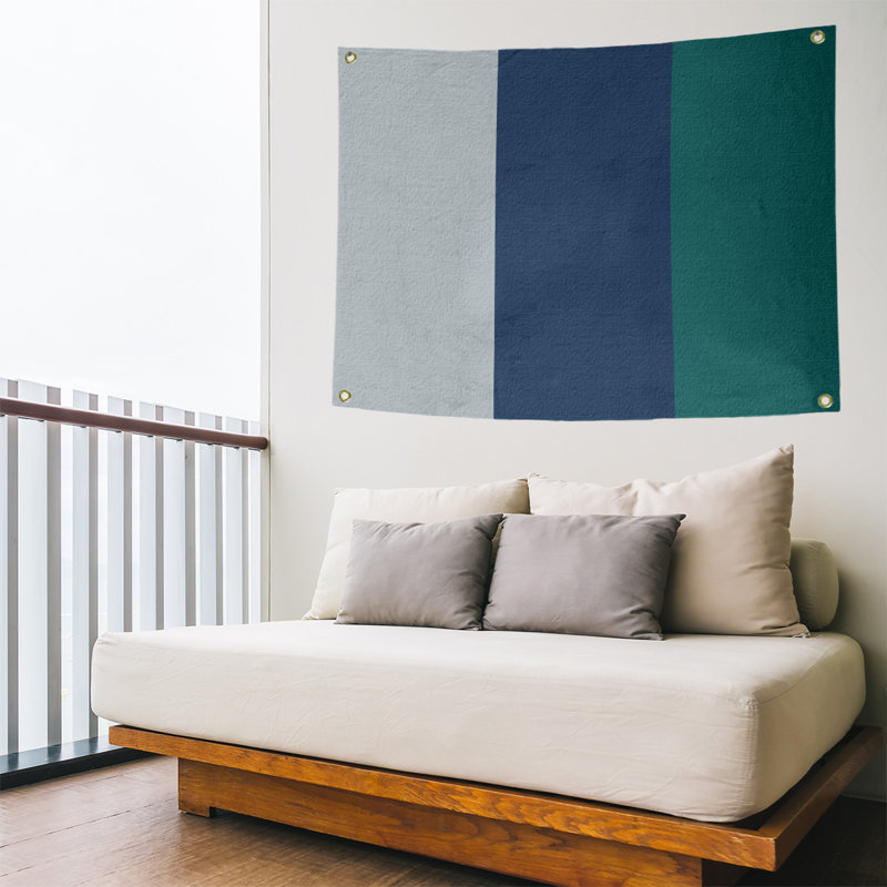 Tapisserie de polyester Baltimore, Seattle, H 50 po x l 59 po x P 1 po, Argent métallique / bleu marine / vert nord-ouest