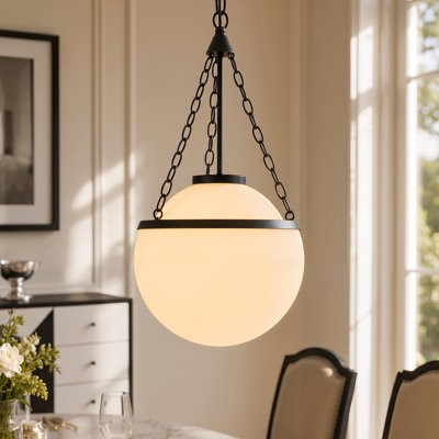 Suspension sphérique de cuisine de 30 cm avec abat-jour en verre opalin, 1 lumière, douille E26, câblée (1 paquet)