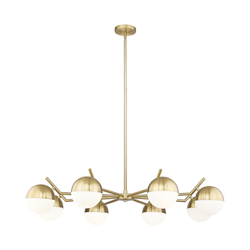 Lustre 8 lumières Trombetta en noir mat, Doré