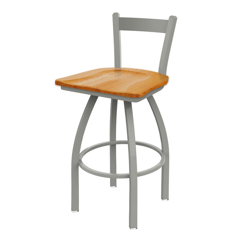 Tabouret de comptoir pivotant 821 Catalina, Nickel anodisé, Bois - érable moyen