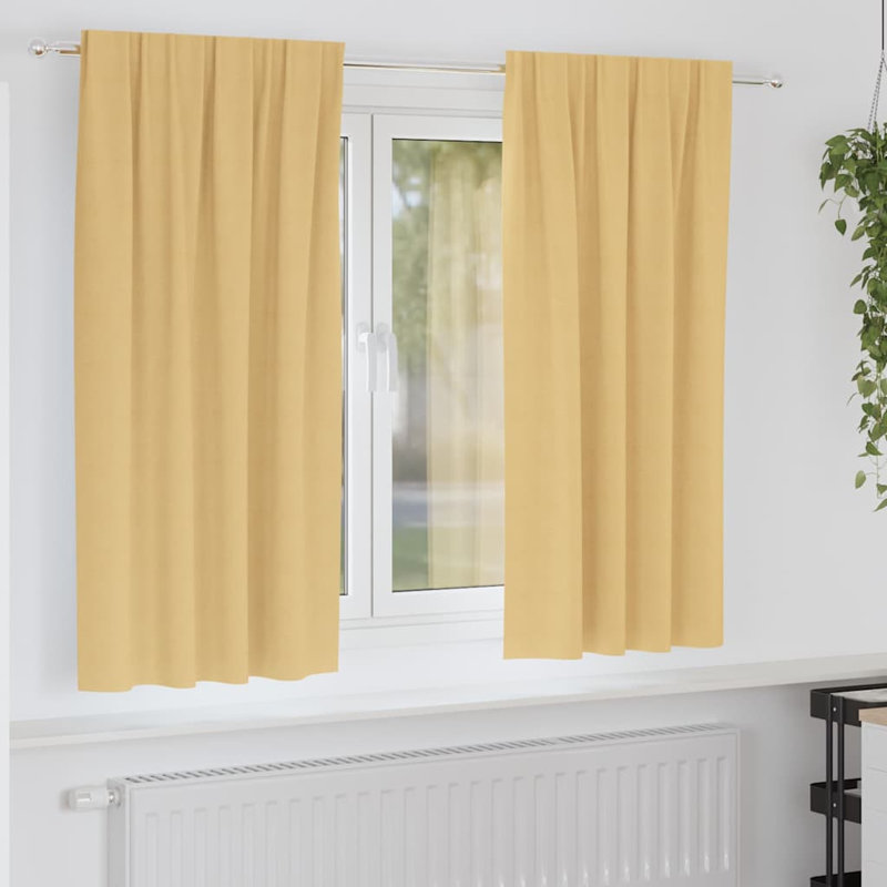 Blackout Curtain Pair, Beige, 175cm Width x 140cm Drop