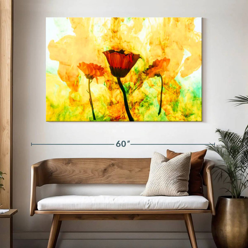Glacis floral Avery abstrait, H 34 po x l 51 po