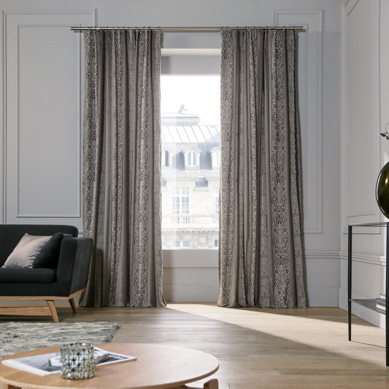 Chenonceau Room Darkening Single Curtain Single Panel, Grey