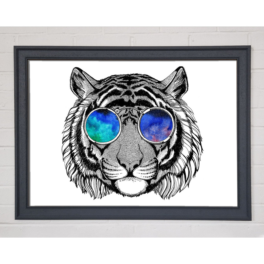 Brille auf einem Tiger Hipster - Einzelner Bilderrahmen Kunstdrucke