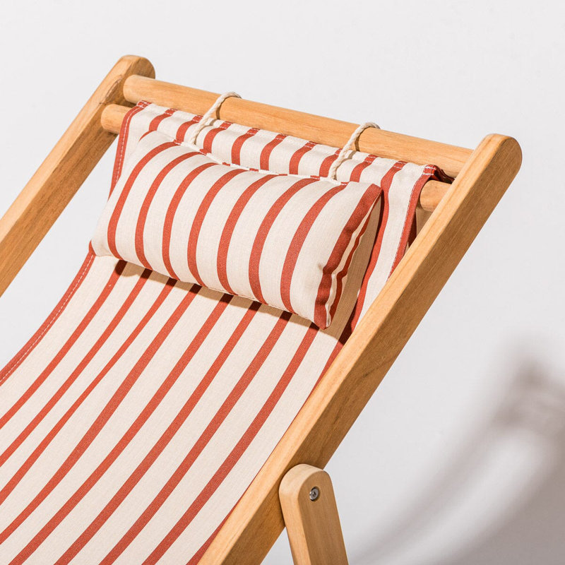 The Sling Chair, Rouge / blanc rayé / bois naturel