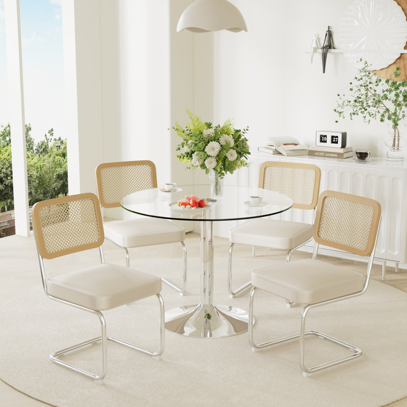 5 - Piece Pedestal Dining Set, Beige