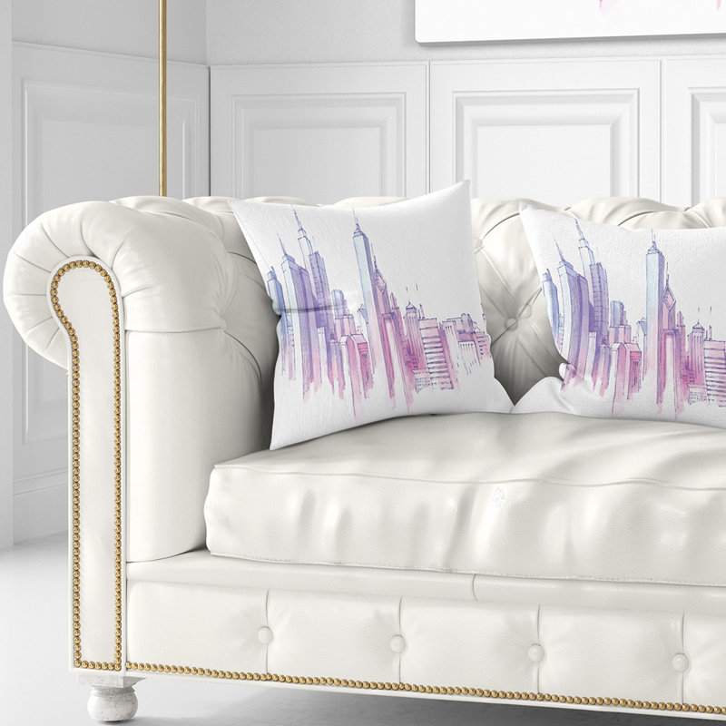 Coussin d’horizon cityscape painting city, 16 po x 1 po, Coussin décoratif