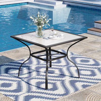Carbonstone Marble-Look Steel Frame Patio Dining Table