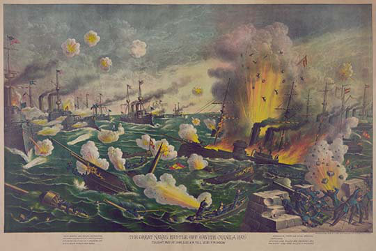 «Bataille navale à la baie de Manille, Philippines», impression