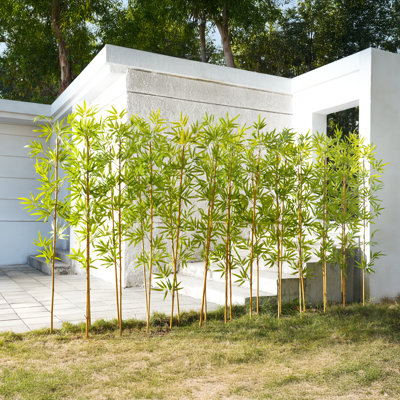 Arbre de bambou artificiel de 6 pi Adcock, paquet de 24, clôture d'intimité - poteau en bambou véritable avec feuilles résistantes aux rayons UV