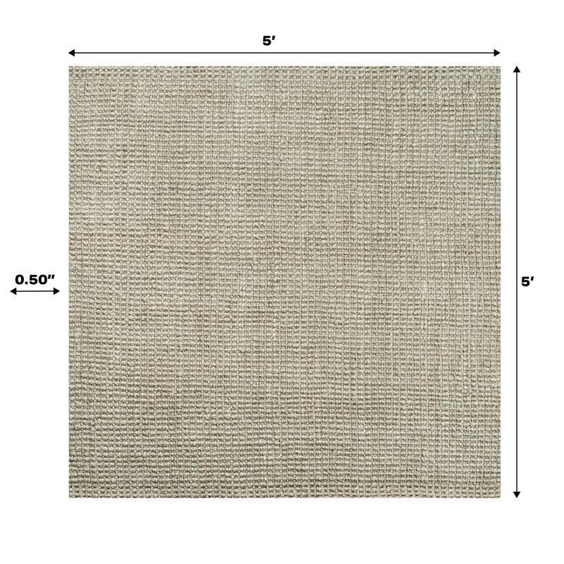 Pata Hand Woven Chunky Jute Gray Rug, Square 5'