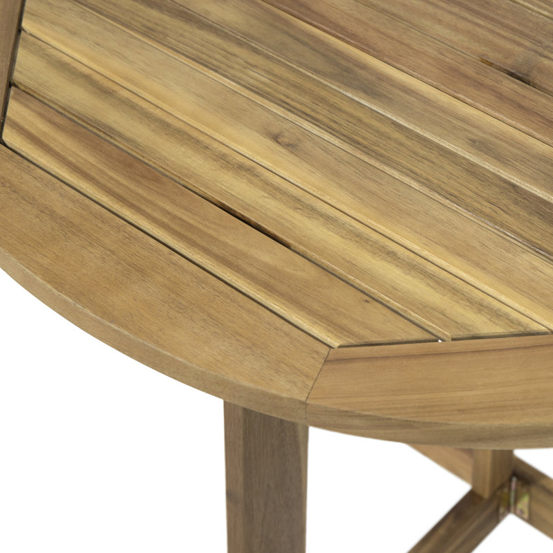 Natural Wood Bistro Table, Foldable For Effortless Storage Half-Round Design, Functionality
