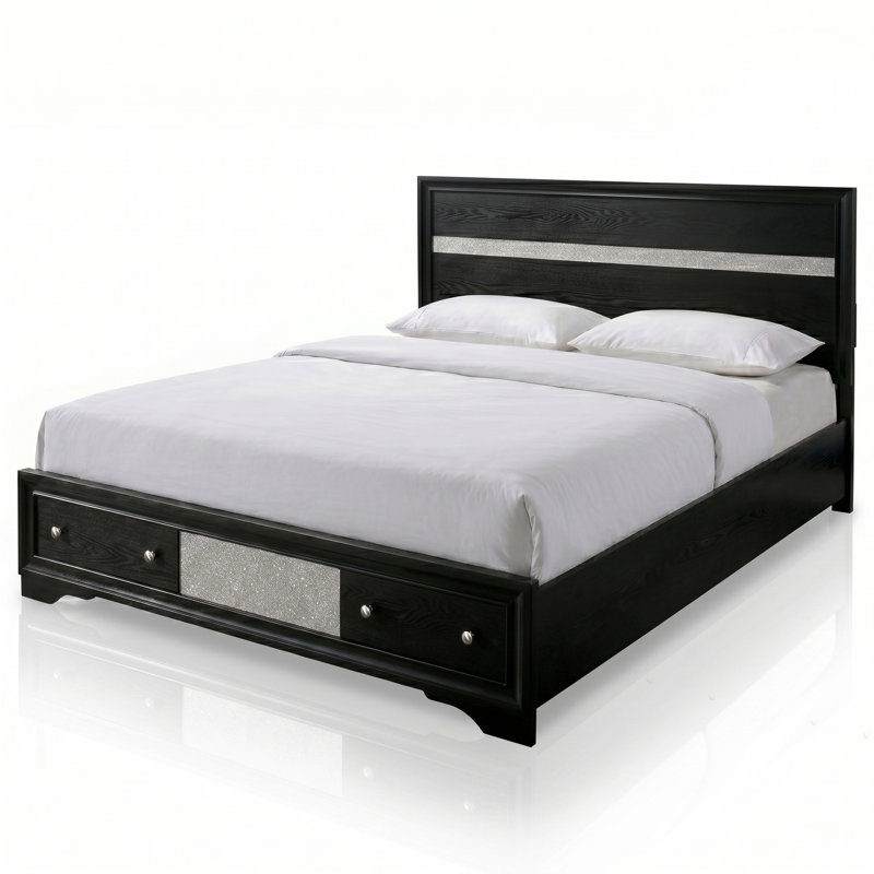 Lit plateforme en bois massif Sana, Très grand, Black
