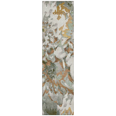 Machine Washable Indoor/Outdoor Molewski ACN2340 Floral Rug