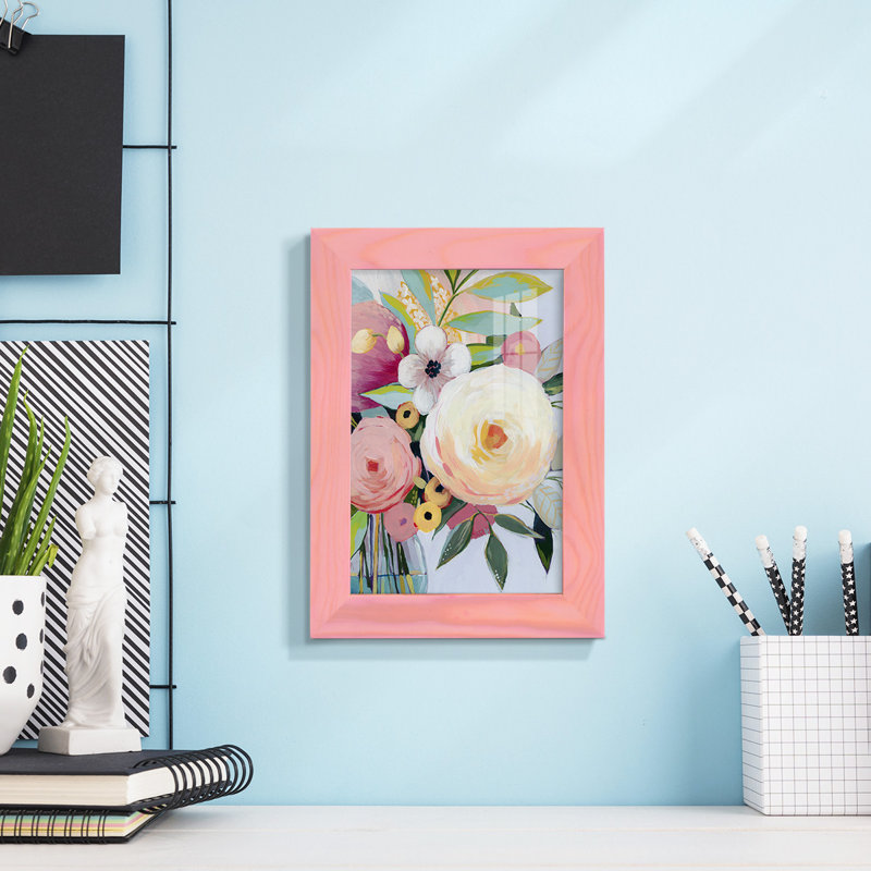 Georgia Bouquet II, encadré sur papier, H 6 po x l 4 po x P 1 po, Rose