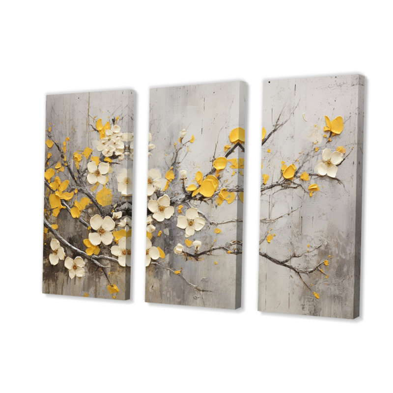 «Apple Blossom Harmony XVIII» sur toile, reproduction de 3 pièces, H 40 po x l 60 po x P 1 po