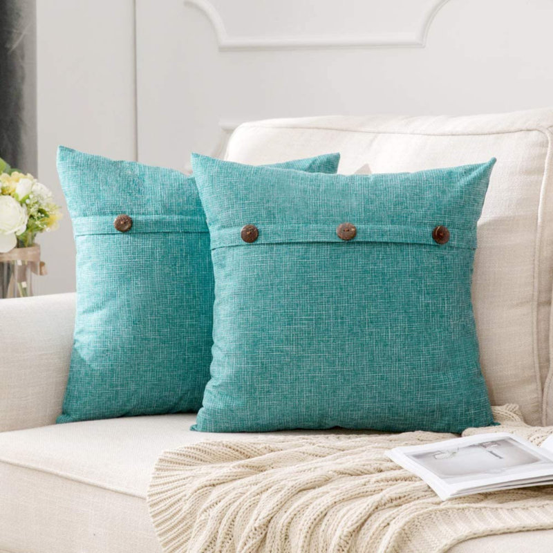  Housse de coussin intérieur / extérieur Linen Blend, Turquoise